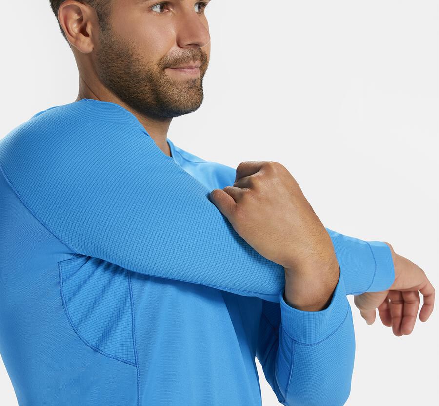 Hoka One One Top Erkek Mavi - Performance 3/4 Sleeve - NW9846052